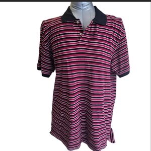 XPBX Basics Men's Striped Golf Polo Shirt Red, Black, Size L
